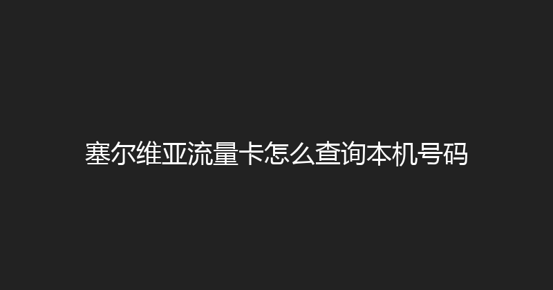 塞尔维亚流量卡怎么查询本机号码 