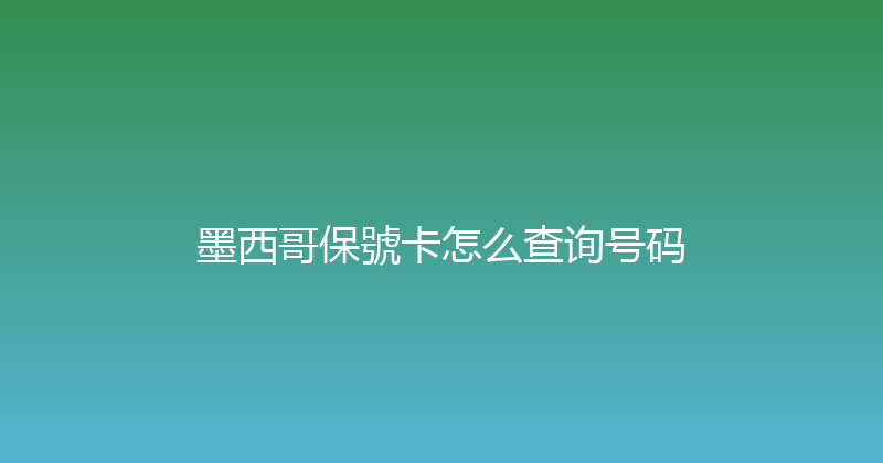 墨西哥保號卡怎么查询号码 