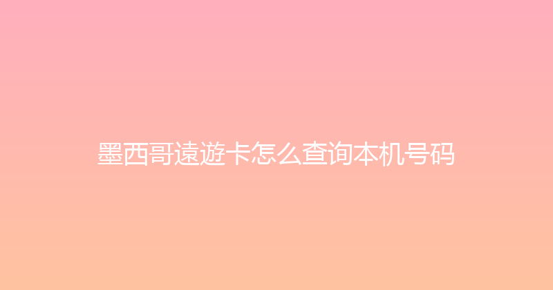 墨西哥遠遊卡怎么查询本机号码 