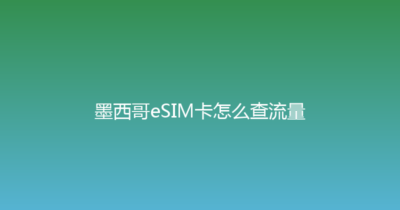 墨西哥eSIM卡怎么查流量 