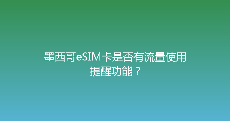 墨西哥eSIM卡是否有流量使用提醒功能？ 