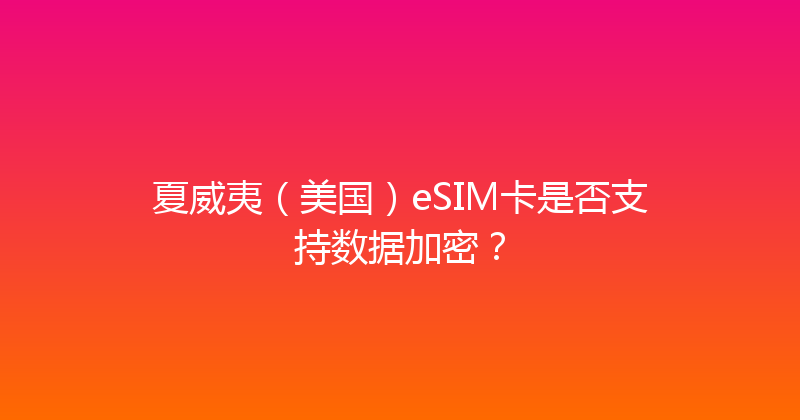 夏威夷（美国）eSIM卡是否支持数据加密？ 
