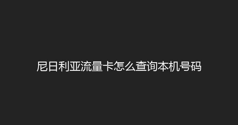 尼日利亚流量卡怎么查询本机号码 