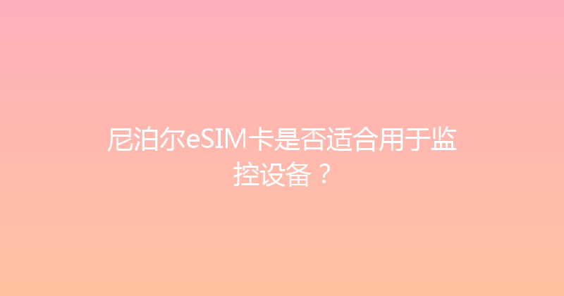 尼泊尔eSIM卡是否适合用于监控设备？ 