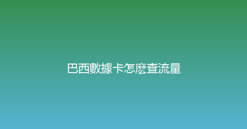 巴西數據卡怎麽查流量 