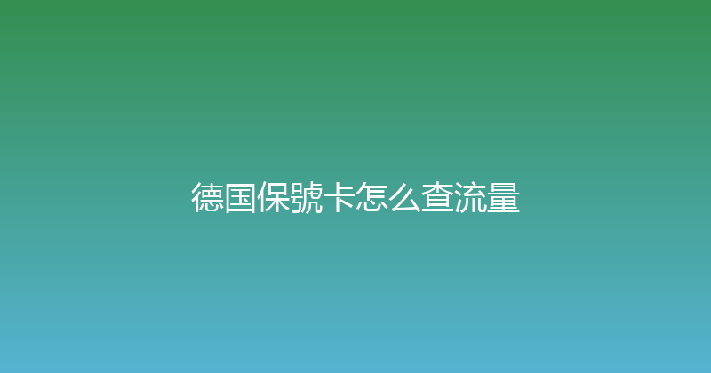 德国保號卡怎么查流量 