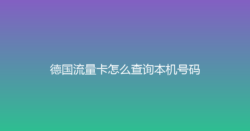 德国流量卡怎么查询本机号码 