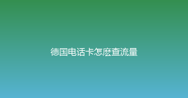 德国电话卡怎麽查流量 