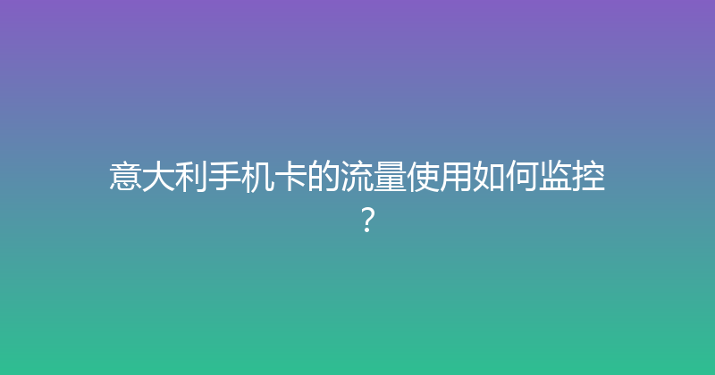 意大利手机卡的流量使用如何监控？ 