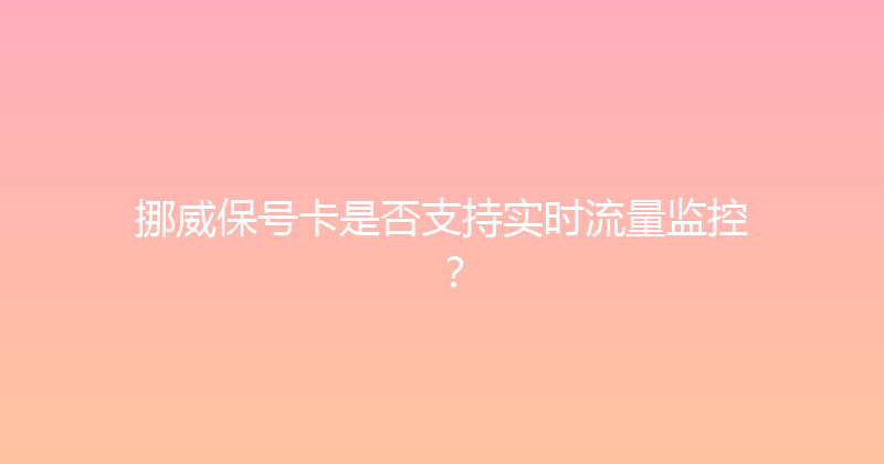挪威保号卡是否支持实时流量监控？ 