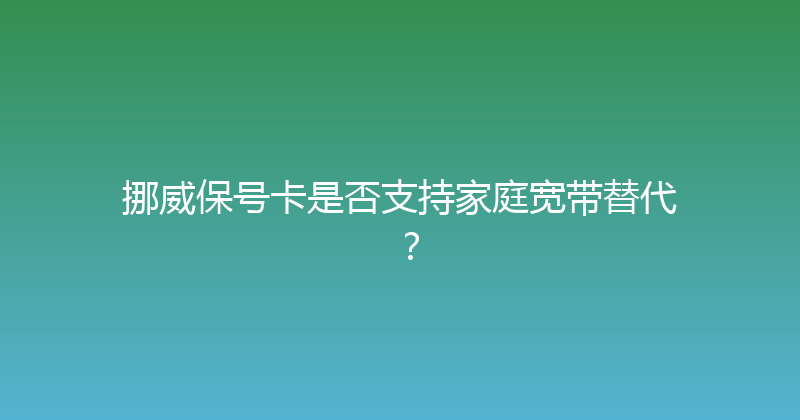 挪威保号卡是否支持家庭宽带替代？ 