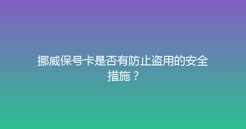 挪威保号卡是否有防止盗用的安全措施？ 