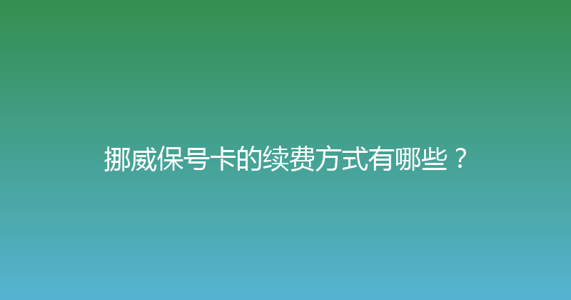 挪威保号卡的续费方式有哪些？ 