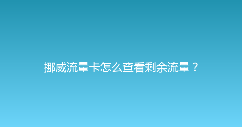 挪威流量卡怎么查看剩余流量？ 