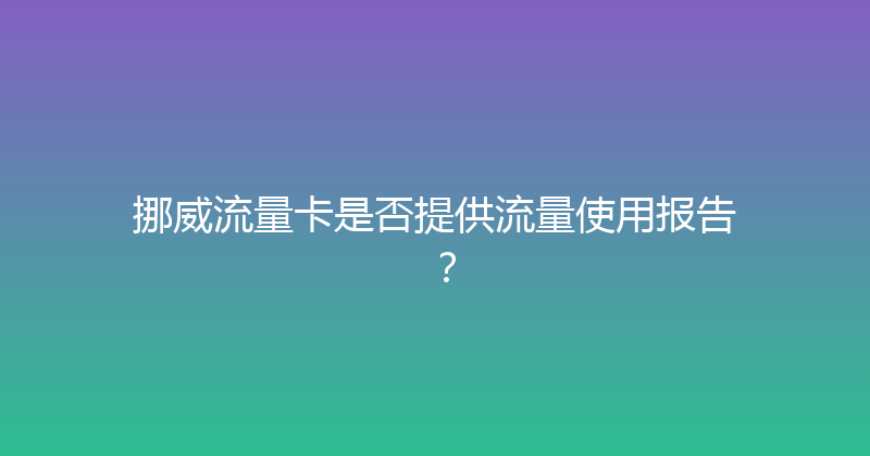 挪威流量卡是否提供流量使用报告？ 