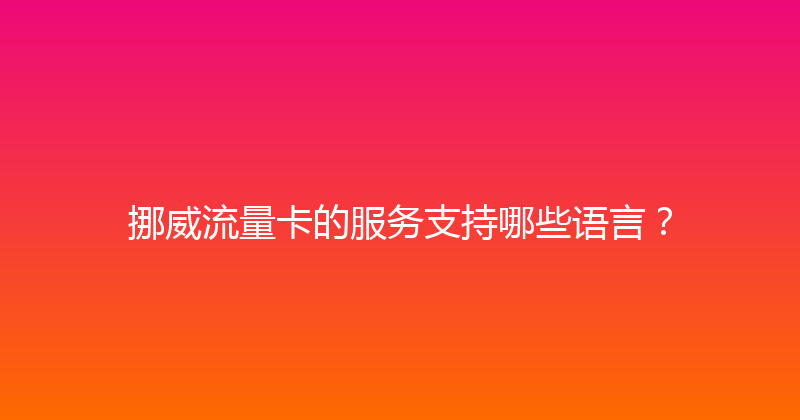 挪威流量卡的服务支持哪些语言？ 