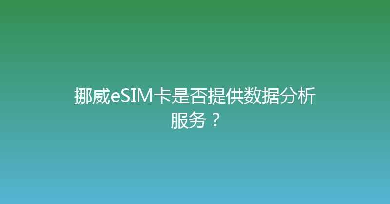 挪威eSIM卡是否提供数据分析服务？ 