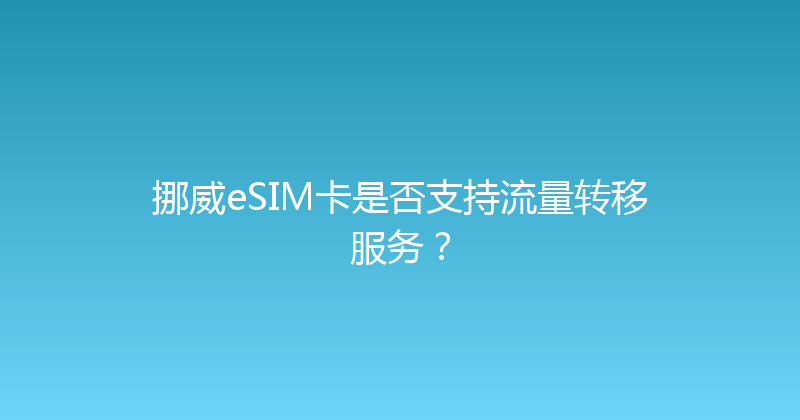 挪威eSIM卡是否支持流量转移服务？ 