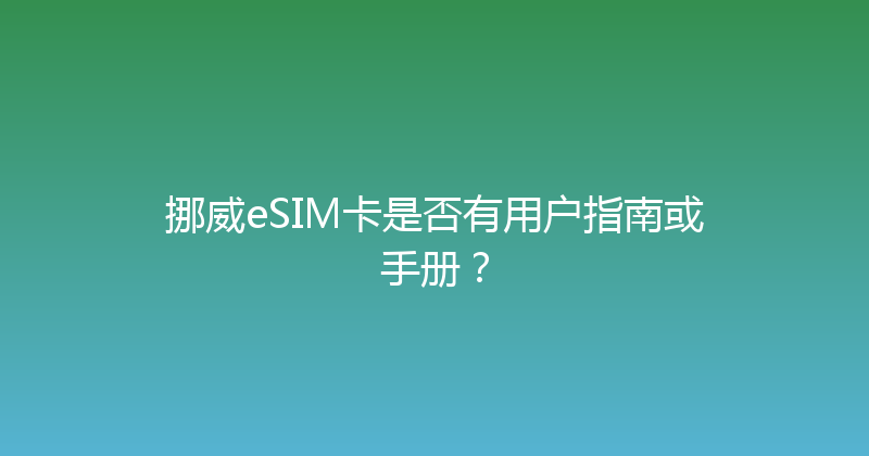 挪威eSIM卡是否有用户指南或手册？ 