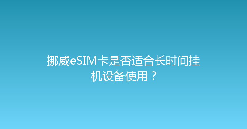 挪威eSIM卡是否适合长时间挂机设备使用？ 