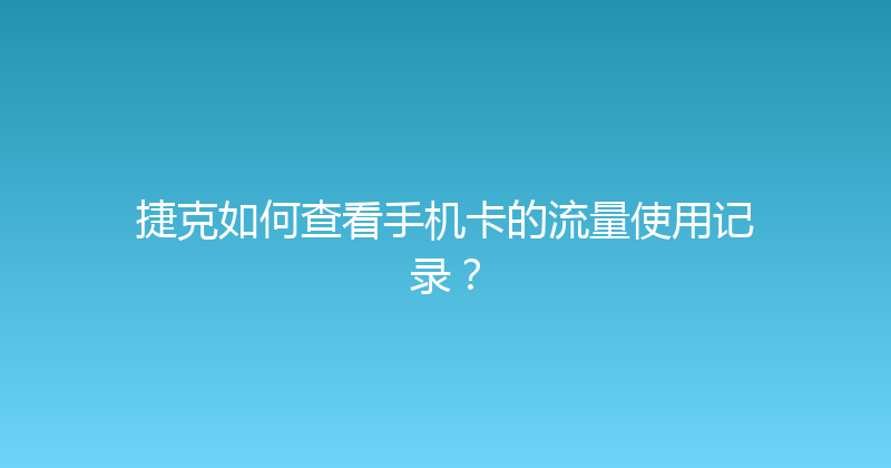 捷克如何查看手机卡的流量使用记录？ 