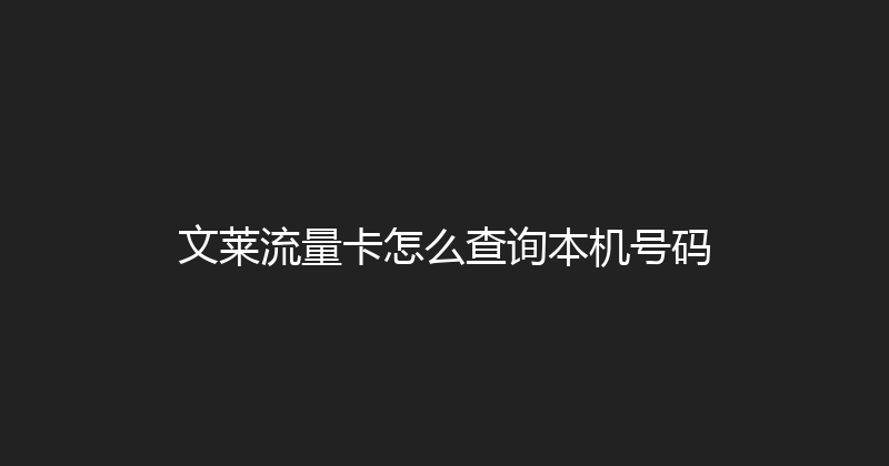 文莱流量卡怎么查询本机号码 