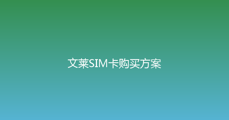 文莱SIM卡购买方案 