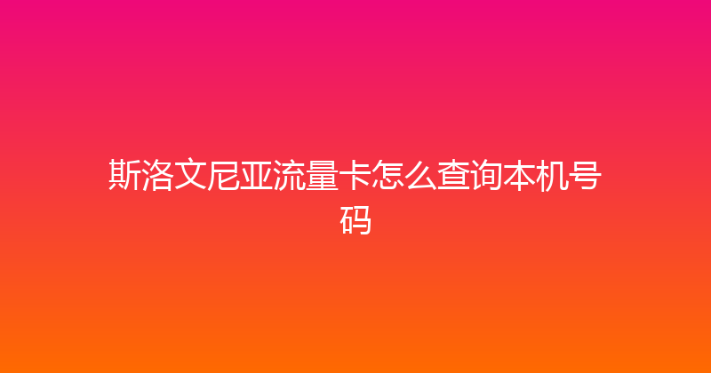 斯洛文尼亚流量卡怎么查询本机号码 