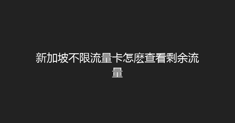 新加坡不限流量卡怎麽查看剩余流量 