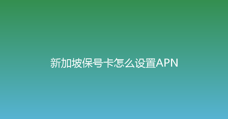 新加坡保号卡怎么设置APN 