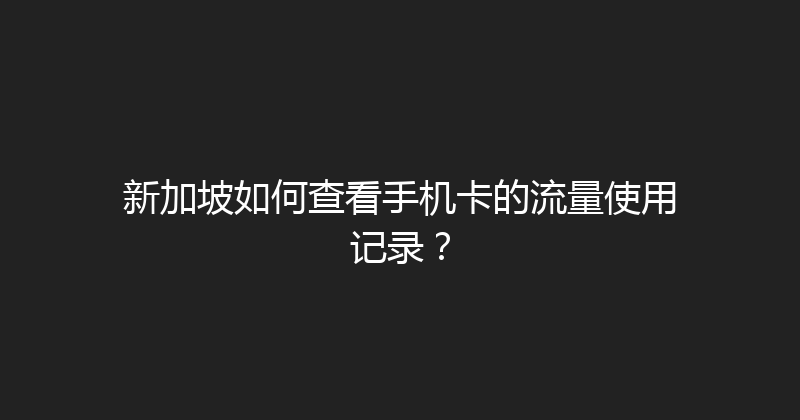 新加坡如何查看手机卡的流量使用记录？ 