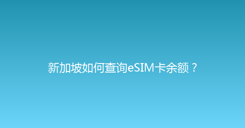 新加坡如何查询eSIM卡余额？ 