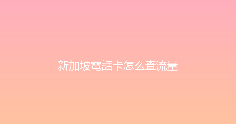 新加坡電話卡怎么查流量 