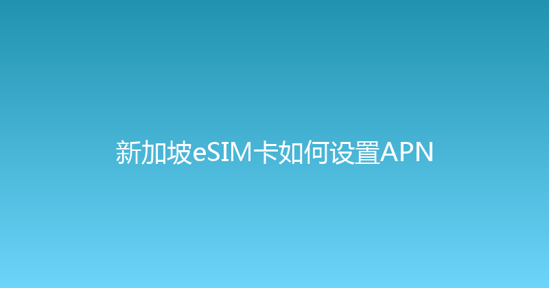 新加坡eSIM卡如何设置APN 