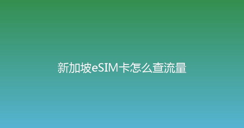 新加坡eSIM卡怎么查流量 