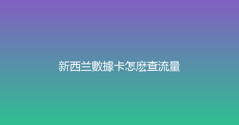 新西兰數據卡怎麽查流量 