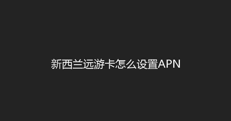 新西兰远游卡怎么设置APN 