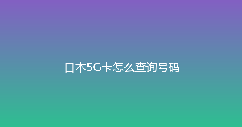 日本5G卡怎么查询号码 