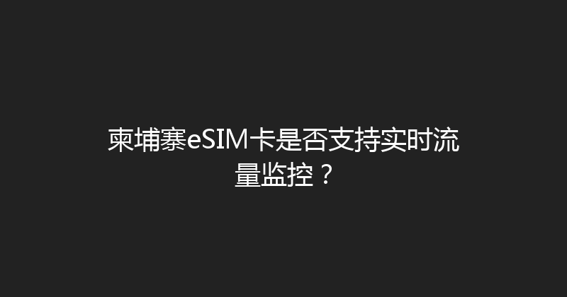 柬埔寨eSIM卡是否支持实时流量监控？ 