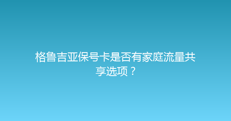 格鲁吉亚保号卡是否有家庭流量共享选项？ 