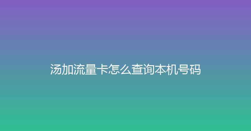 汤加流量卡怎么查询本机号码 
