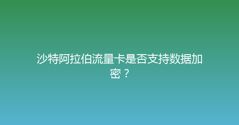 沙特阿拉伯流量卡是否支持数据加密？ 