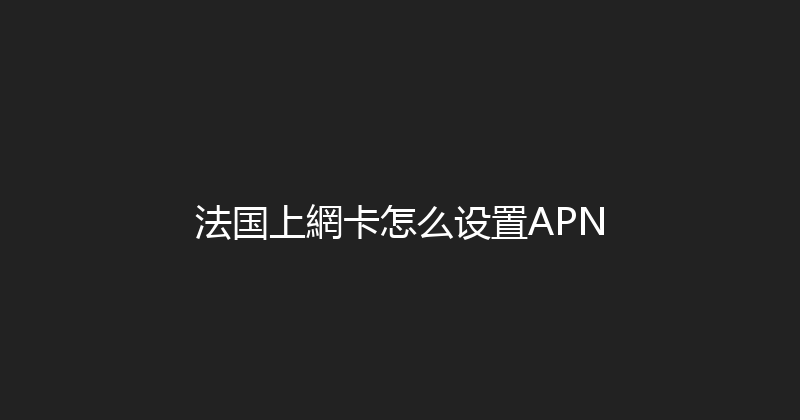 法国上網卡怎么设置APN 