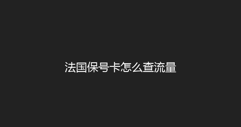 法国保号卡怎么查流量 