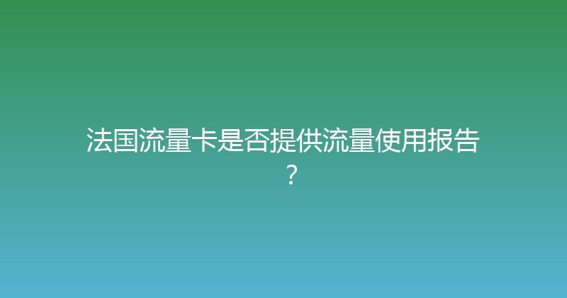 法国流量卡是否提供流量使用报告？ 