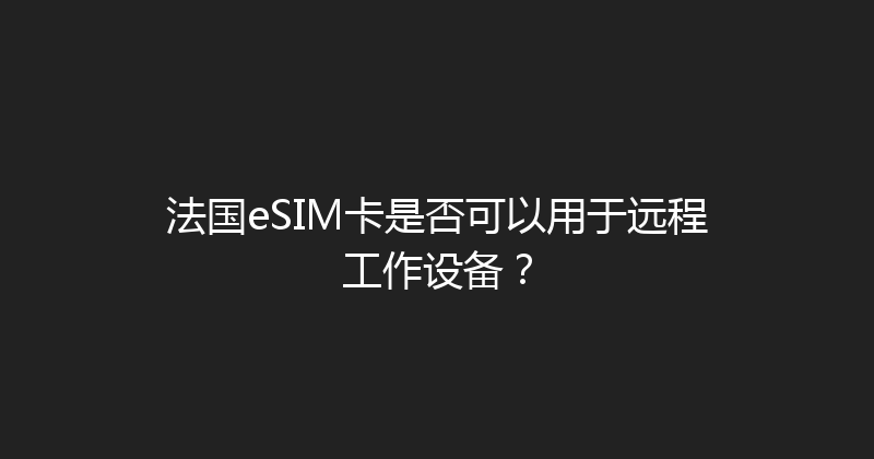 法国eSIM卡是否可以用于远程工作设备？ 