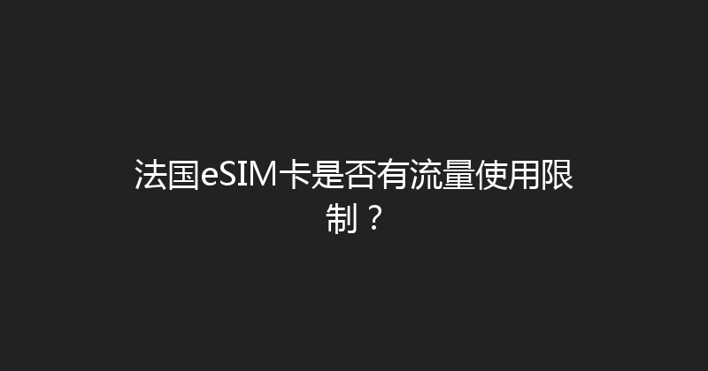 法国eSIM卡是否有流量使用限制？ 