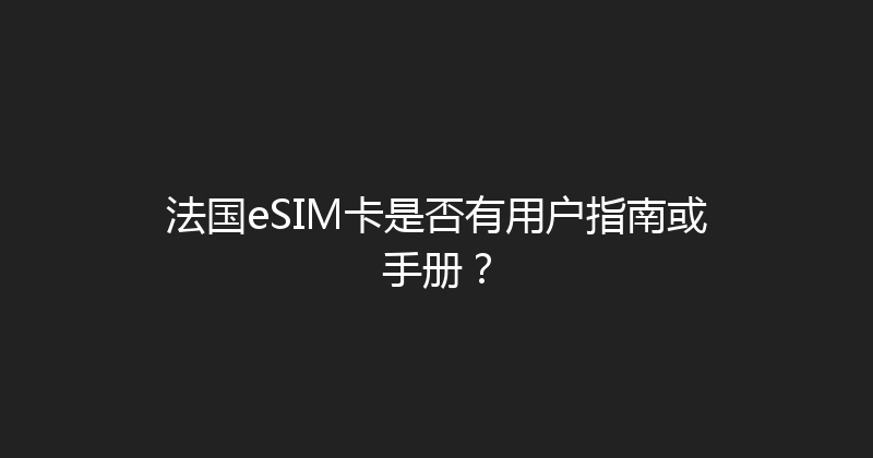 法国eSIM卡是否有用户指南或手册？ 