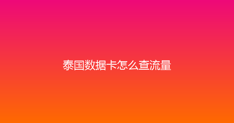 泰国数据卡怎么查流量 