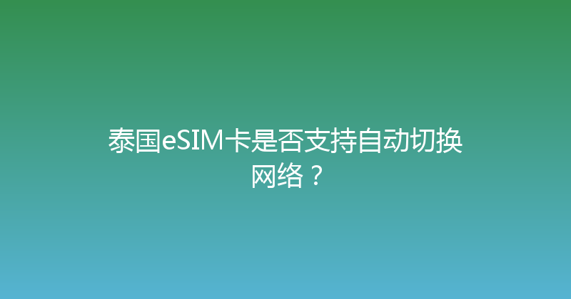 泰国eSIM卡是否支持自动切换网络？ 